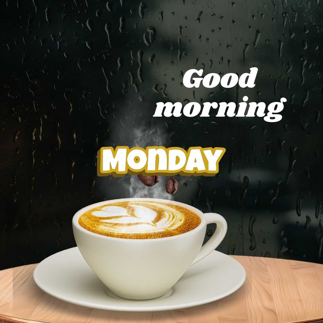 good morning monday images with coffee