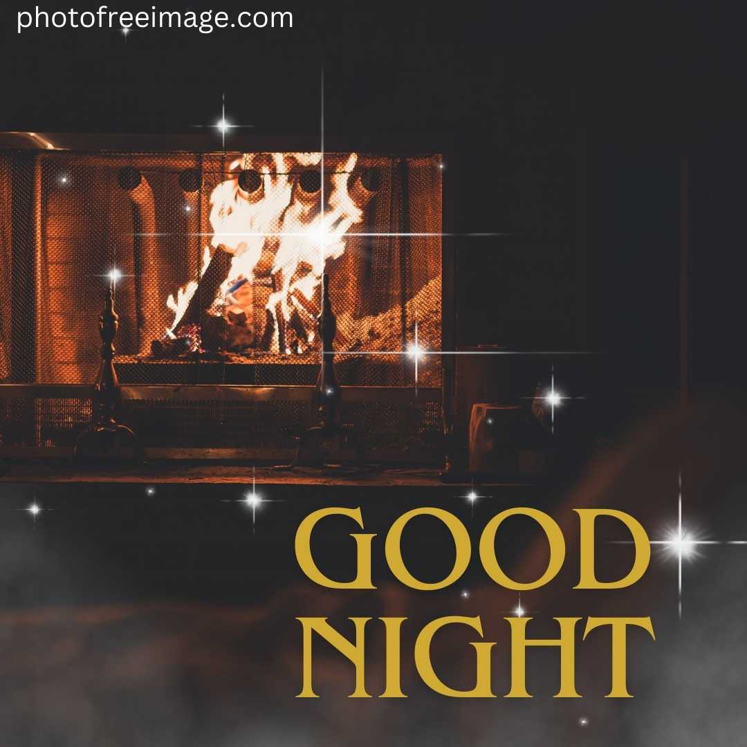 Cute Good Night Images with fire